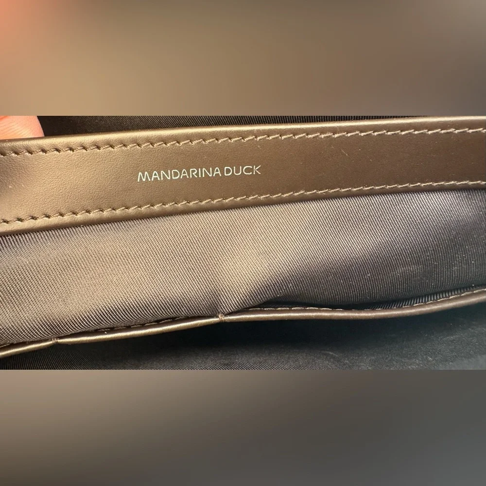 Mandarina Duck Black Leather Briefcase with Top Handle
